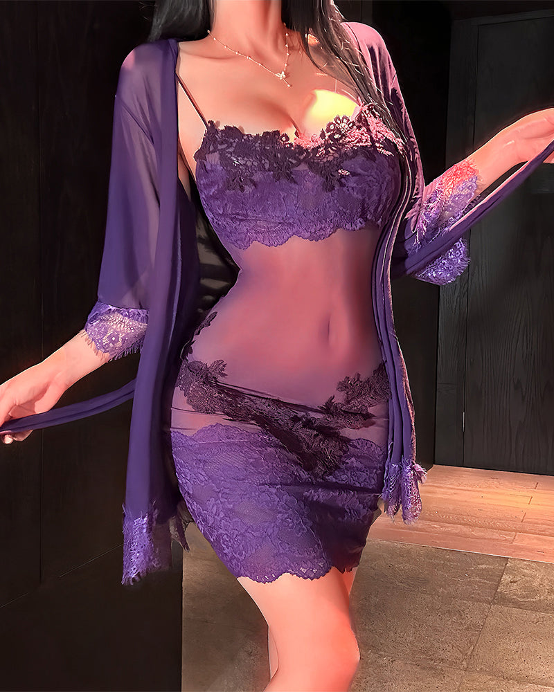 Rose | Koronkowy komplet piżamowy