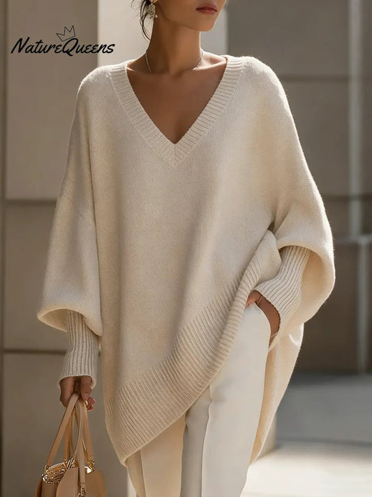 Pauline | Dzianinowy sweter z dekoltem w serek